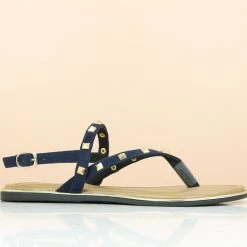 Inc.5 SALE FLAT STUDDED SANDAL-NAVY BLUE