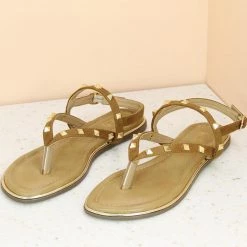 Inc.5 SALE FLAT STUDDED SANDAL-TAN