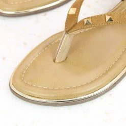 Inc.5 SALE FLAT STUDDED SANDAL-TAN