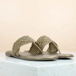 Inc.5 SALE WOVEN FLAT THONG-G.METAL