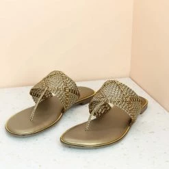 Inc.5 SALE WOVEN FLAT THONG-G.METAL