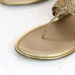 Inc.5 SALE WOVEN FLAT THONG-G.METAL