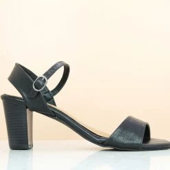 Inc.5 SALE BLOCK MEDIUM HEEL CASUAL SANDAL-BLACK