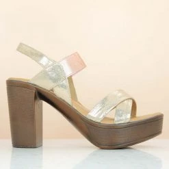 Inc.5 CROSS MULE CASUAL PU SANDAL-ROSE GOLD