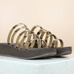 Inc.5 STRAPY PLATFORM MULE-ANTIQUE GOLD