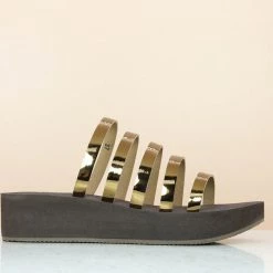 Inc.5 STRAPY PLATFORM MULE-ANTIQUE GOLD