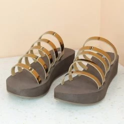 Inc.5 STRAPY PLATFORM MULE-ANTIQUE GOLD