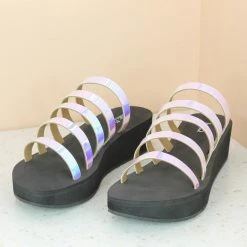 Inc.5 SALE STRAPY PLATFORM MULE-PINK-RAINBOW
