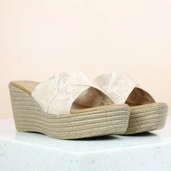 Inc.5 SALE SNAKE PRINT PLATFORM MULE-ROSE GOLD