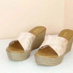 Inc.5 SALE SNAKE PRINT PLATFORM MULE-ROSE GOLD