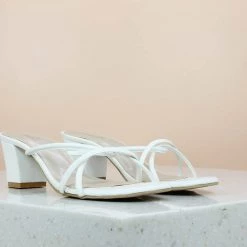 Inc.5 STRAPY BLOCK HEEL CASUAL MULE-WHITE