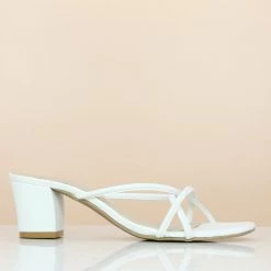 Inc.5 STRAPY BLOCK HEEL CASUAL MULE-WHITE