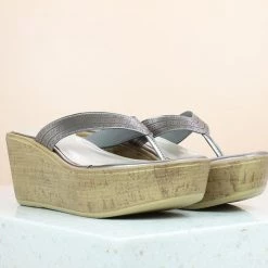 Inc.5 SALE PLATFORM CASUAL PU THONG-GUN METAL