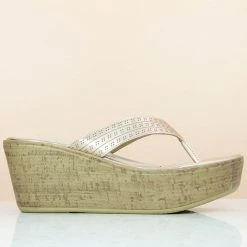 Inc.5 CUTWORK PLATFORM PU THONG-ROSE GOLD SALE