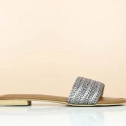 Inc.5 WOVEN FLAT MULE-GUN METAL SALE