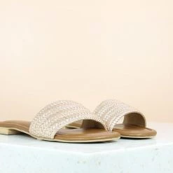 Inc.5 WOVEN FLAT MULE-ROSE GOLD