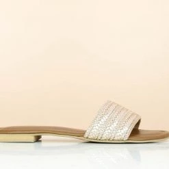 Inc.5 WOVEN FLAT MULE-ROSE GOLD