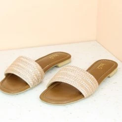 Inc.5 WOVEN FLAT MULE-ROSE GOLD