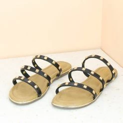 Inc.5 STUDDE STRAPY FLAT-BLACK SALE