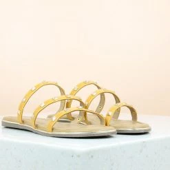 Inc.5 SALE STUDDE STRAPY FLAT-YELLOW
