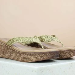 Inc.5 WOVEN PLATFORM THONG - LIGHT GOLD SALE