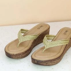 Inc.5 WOVEN PLATFORM THONG - LIGHT GOLD SALE