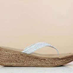 Inc.5 SALE WOVEN PLATFORM THONG - SILVER