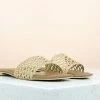 Inc.5 SALE LACE WOVEN STRAP FLAT MULE-GOLD