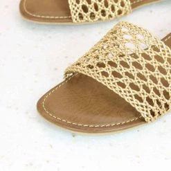 Inc.5 SALE LACE WOVEN STRAP FLAT MULE-GOLD