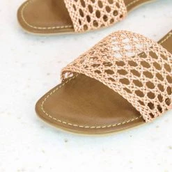 Inc.5 LACE WOVEN STRAP FLAT MULE-ROSE GOLD