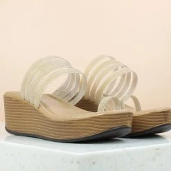 Inc.5 PLATFORM TOE CASUAL PU POST-GOLD