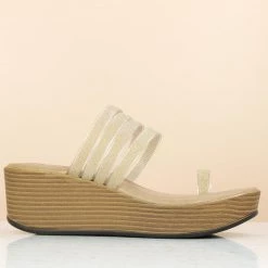 Inc.5 PLATFORM TOE CASUAL PU POST-GOLD