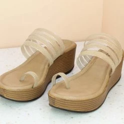 Inc.5 PLATFORM TOE CASUAL PU POST-GOLD