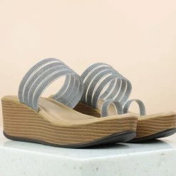 Inc.5 PLATFORM TOE CASUAL PU POST-GUN METAL SALE