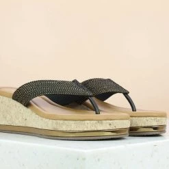 Inc.5 CORK COVERED CASUAL PLATFORM THONG-BLACK SALE