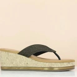 Inc.5 CORK COVERED CASUAL PLATFORM THONG-BLACK SALE
