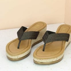 Inc.5 CORK COVERED CASUAL PLATFORM THONG-BLACK SALE