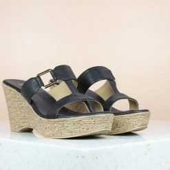 Inc.5 PLATFORM CASUAL PU MULE-BLACK