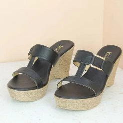 Inc.5 PLATFORM CASUAL PU MULE-BLACK