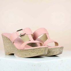 Inc.5 PLATFORM CASUAL PU MULE-PEACH SALE