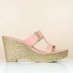 Inc.5 PLATFORM CASUAL PU MULE-PEACH SALE