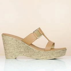 Inc.5 PLATFORM CASUAL PU MULE-TAN SALE