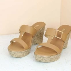 Inc.5 PLATFORM CASUAL PU MULE-TAN SALE