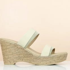 Inc.5 DOUBLE STRAP PLATFORM MULE-BEIGE SALE