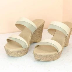 Inc.5 DOUBLE STRAP PLATFORM MULE-BEIGE SALE