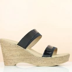 Inc.5 SALE DOUBLE STRAP PLATFORM MULE-BLACK