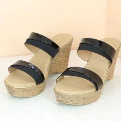 Inc.5 SALE DOUBLE STRAP PLATFORM MULE-BLACK