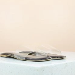 Inc.5 SALE TRANSPARENT FLAT MULE-BLACK