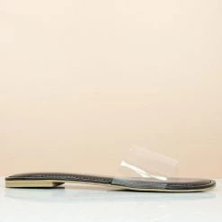 Inc.5 SALE TRANSPARENT FLAT MULE-BLACK