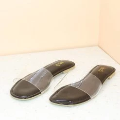 Inc.5 SALE TRANSPARENT FLAT MULE-BLACK
